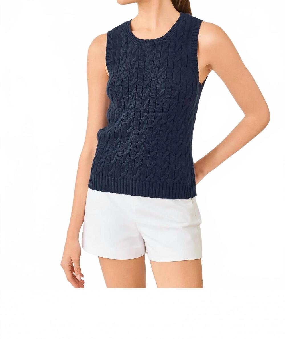 NEW LILLY PULITZER brockton crew neck sweater tank top in low tide navy